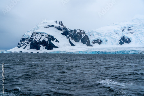 Antarctica, antarctic Peninsula, after crossing the circle line. Landscape near Adelaide Island.  
