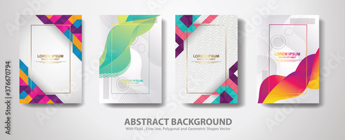 Set of cover design template with abstract fluid shapes and modern diagonal texture ornament Backgrounds