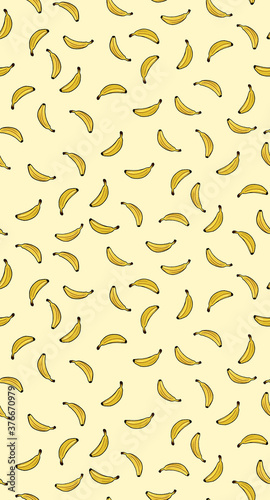 Banana pattern / pattern with yellow bananas / fruit pattern with yellow background