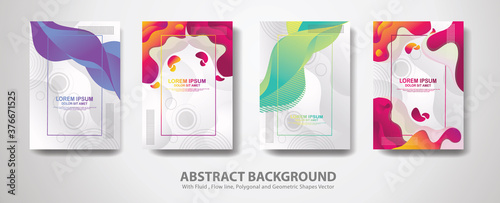 Set of cover design template in trendy vibrant gradient colors with abstract fluid shapes Backgrounds