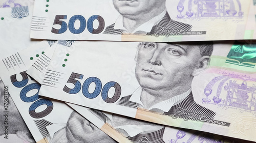 500 hryvnia bills. National currency of Ukraine. Cash paper money close up background. photo