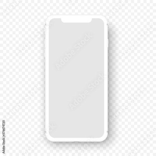 Vector mobile device.White smartphone mockup. Cellphone frame with blank display isolated templates.