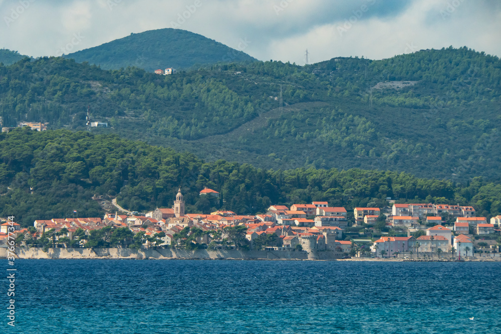 View on Korcula town on Korcula island, Croatia.