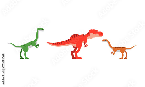 Dinosaurs Figures as Ancient Reptiles Isolated on White Background Vector Set © Happypictures