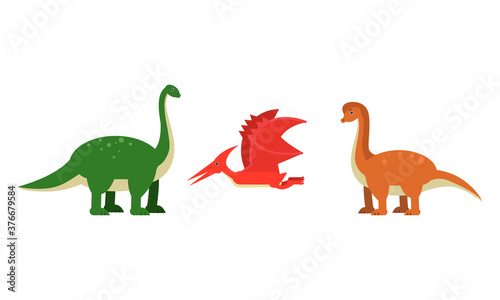 Dinosaurs Figures as Ancient Reptiles Isolated on White Background Vector Set © Happypictures