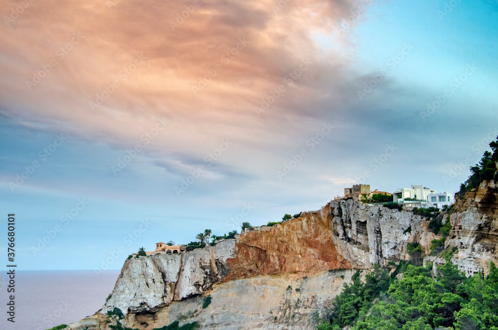 Luxury houses at the top of an amazing cliff. Luxury houses at the top of an amazing cliff.