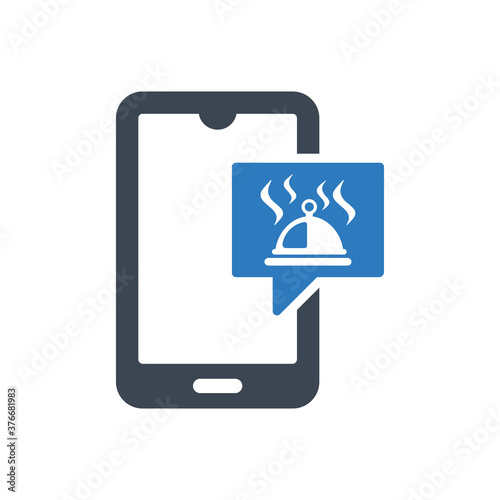 Mobile with food app icon ( vector illustration )