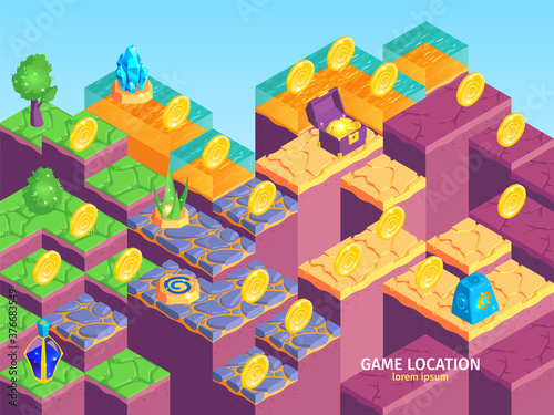 Game Location Isometric Composition