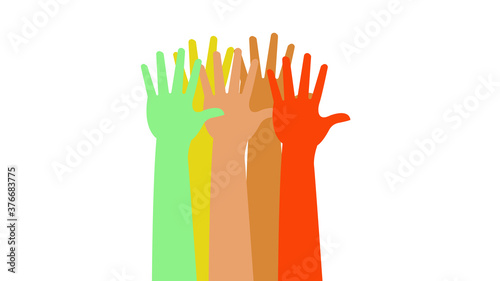 Raised hands volunteering concept