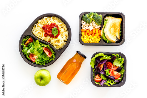 Restaurant food delivery, lunch boxes for daily nutrition, top view © 9dreamstudio