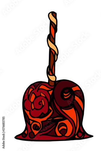 Apple in caramel with ethnic patterns. 