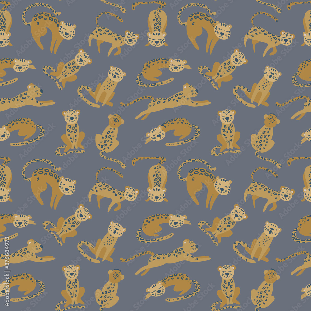 Leopard seamless pattern on gray background. Vector illustration. Leopard seamless pattern on gray background. Vector illustration.