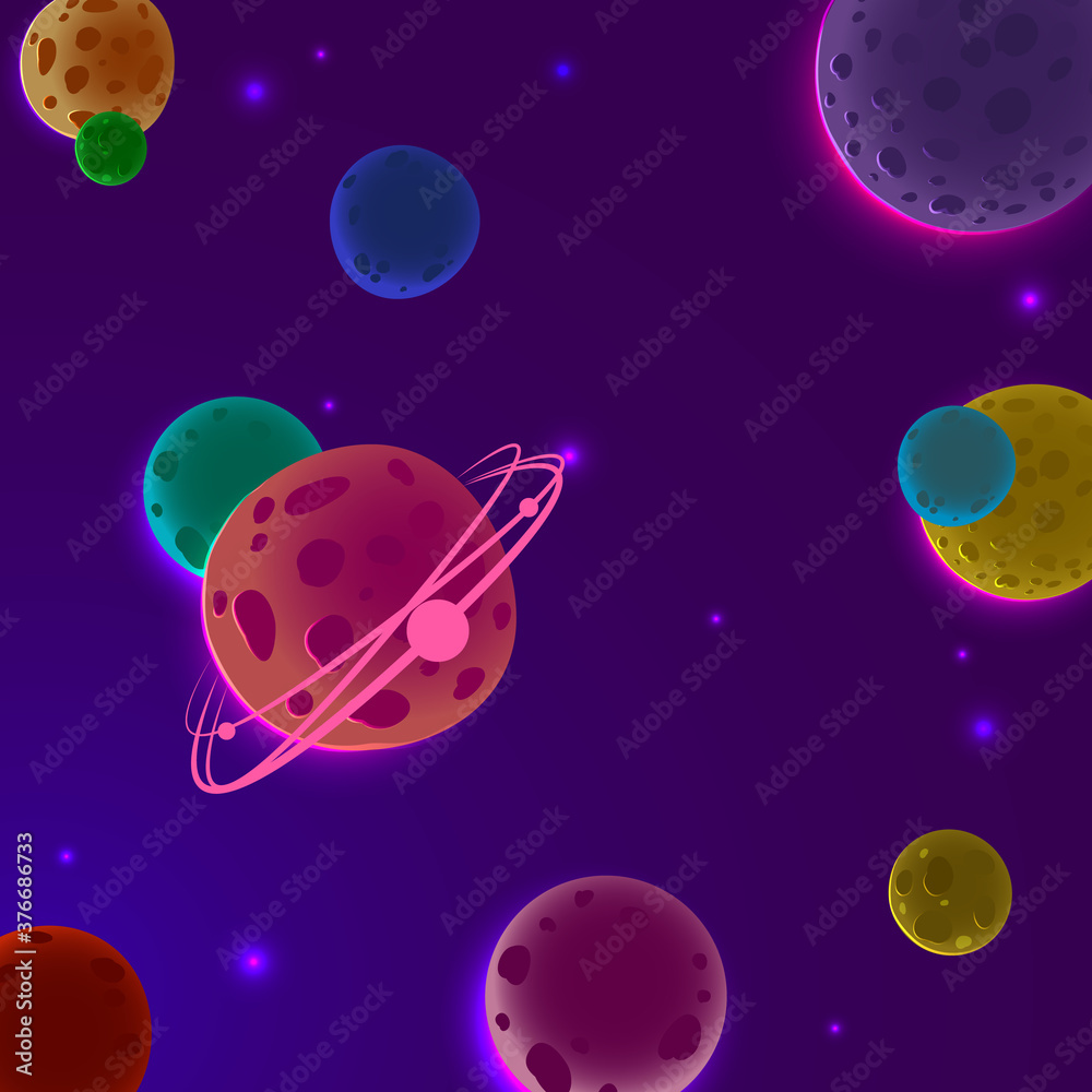 Background with planets. Space of the planet. Vector background with planets