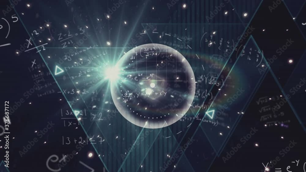 Mathematical equations over animate particles. Mathematical equations over animate particles.