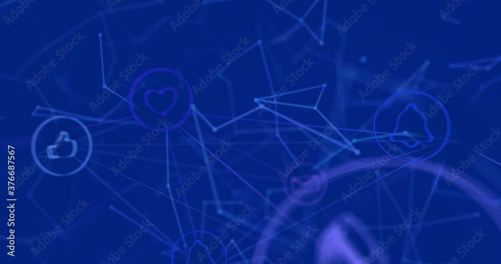 Network of digital icons against blue background Network of digital icons against blue background