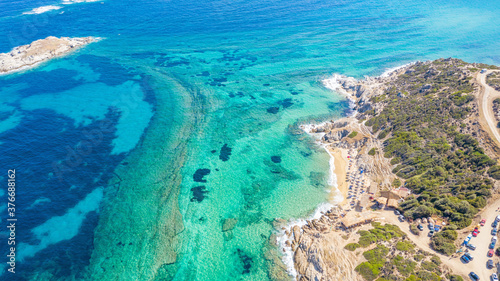 Aerial view in Tigania beach in Greece.