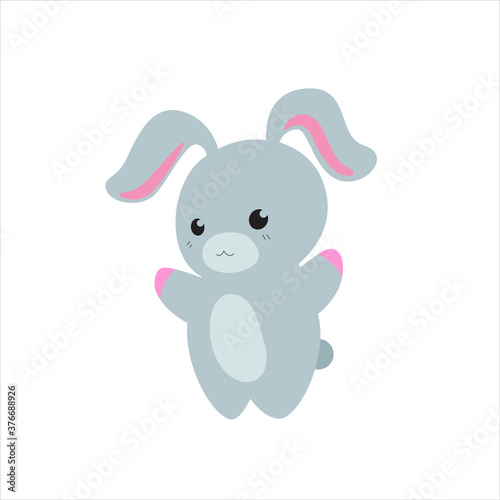 Cute vector Rabbit  Bunny on an isolated white background. A kawaii style cartoon character.  Sweet zoo of wild animals and Pets for children s room  print  poster or for Greeting card 