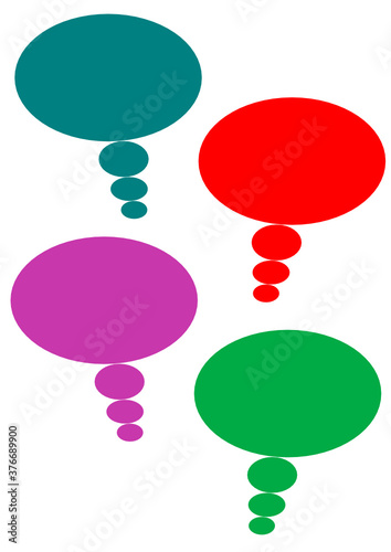 bulles vides de discours, sur fond blanc
