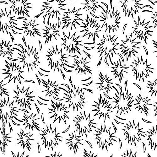 seamless pattern, background, texture of abstract elements in the form of pointed figures, contours, doodling for paper design, fabric, interior. raster copy