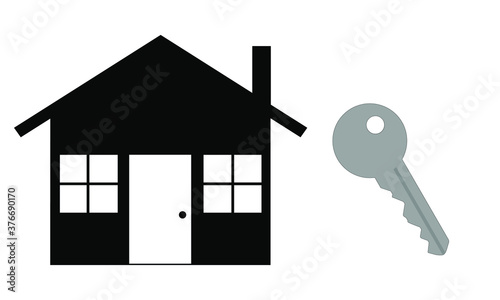 House Key’s with a pendant house on keyring mortgage web icon vector for realtors or real-estate template minimal isolated on white 