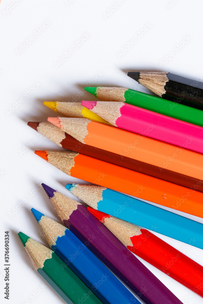 Coloured pencil on the white background, colour pencils isolated on white background. Coloured pencil on the white background, colour pencils isolated on white background.