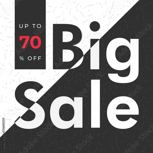 Big Sale Banner Template. Sale Banner Design. Banner with the text BIG SALE, up 70 percent off. Vector illustration