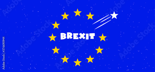 Brexit referendum concept about UK (United Kingdom or British) withdrawal from the EU (European Union) often shortened to Brexit. The flags of UK half with EU. For Brexit referendum campaign.