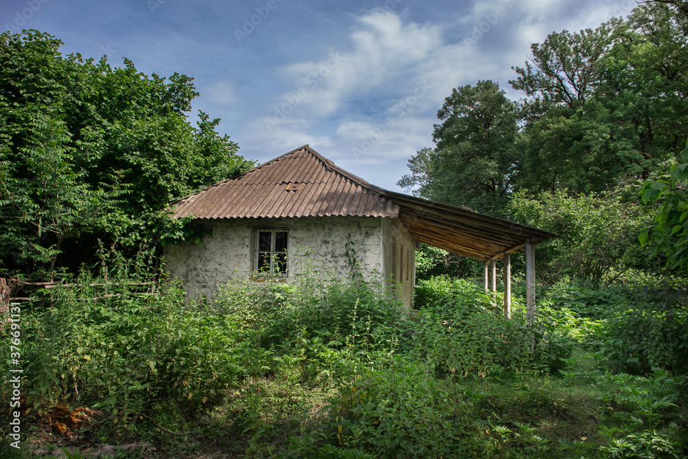 Beautiful village house with garden. Azerbaijan village summer time
