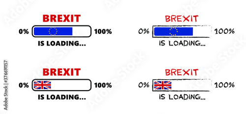 Brexit referendum concept about UK (United Kingdom or British) withdrawal from the EU (European Union) often shortened to Brexit. The flags of UK half with EU. For Brexit referendum campaign.