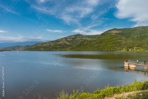 Ismailli Gara Maryam lake Azerbaijan outdoor. Early summer time.