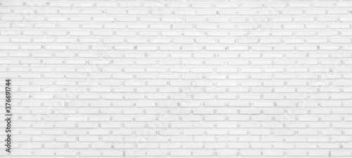 Texture of old white grunge brick wall for background