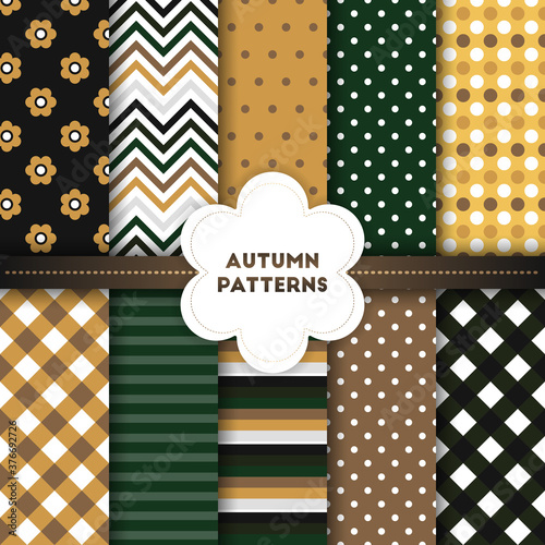 Autumn vector seamless patterns. Endless texture for wallpaper.