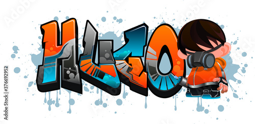 Hugo. A cool Graffiti styled Name design. Legible letters for all ages. 