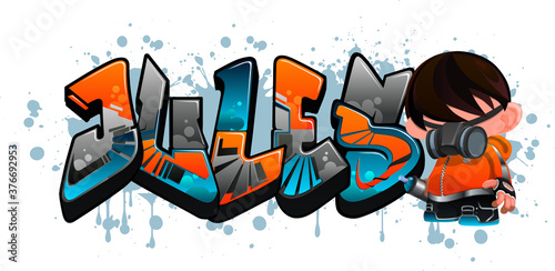 Jules. A cool Graffiti styled Name design. Legible letters for all ages. 