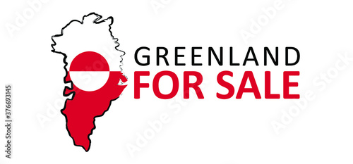 Greenland not for sale conceptual sign Flat vector illustration signs. Usa wants to by Greenland from Denmark. Purchase of Greenland concept, map of Greenland with USA flag