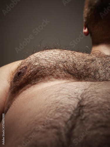 males hairy chest detail