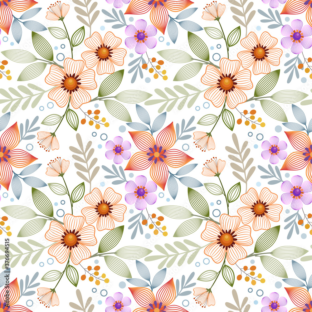 Abstract line flowers seamless pattern for fabric textile wallpaper. Abstract line flowers seamless pattern for fabric textile wallpaper.