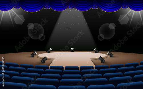 spotlight on the stage in the hall