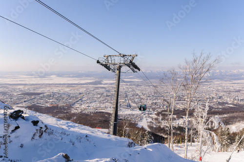 Cable car in the mountains