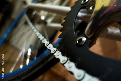 close up of a bicycle gear