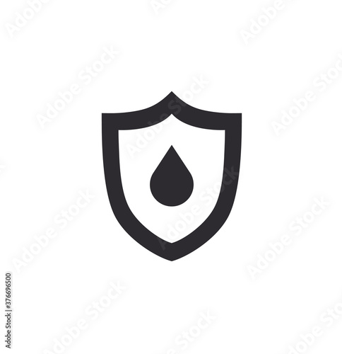 Vector shield icon. Water Resistant. Waterproof Icon. Security vector icon. Protection icon. Save water. Oil safety. Shield sign.
