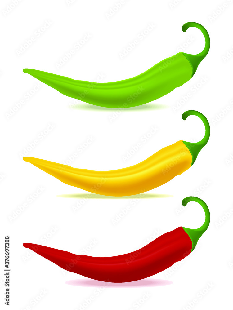 Three bell peppers long red yellow green Three bell peppers long red yellow green