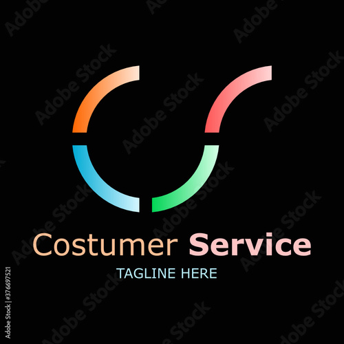 Colorful Circle simple logo for business brands with the initials "CS". Vector Logo Initials Letter "CS". Usable logo or icon for costumer service