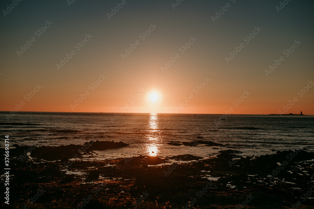 sunset on the atlantic ocean seen from Noirmoutier Island, France