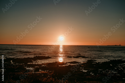 sunset on the atlantic ocean seen from Noirmoutier Island  France