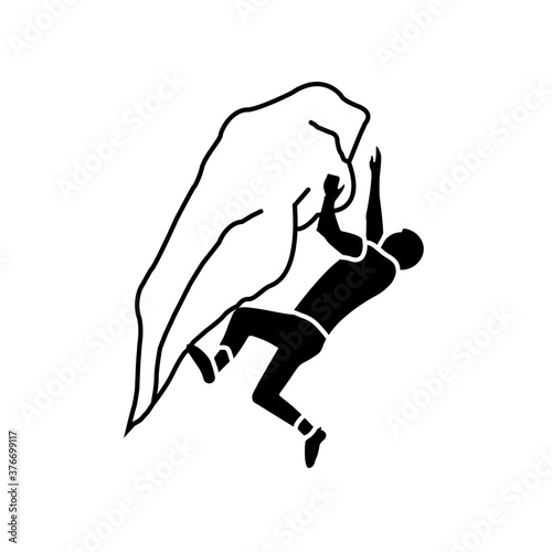 Extreme climbing men vector silhouette an a rock