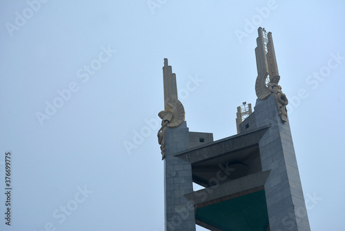 Quezon memorial circle obelisk monument tower in Quezon City, Philippines