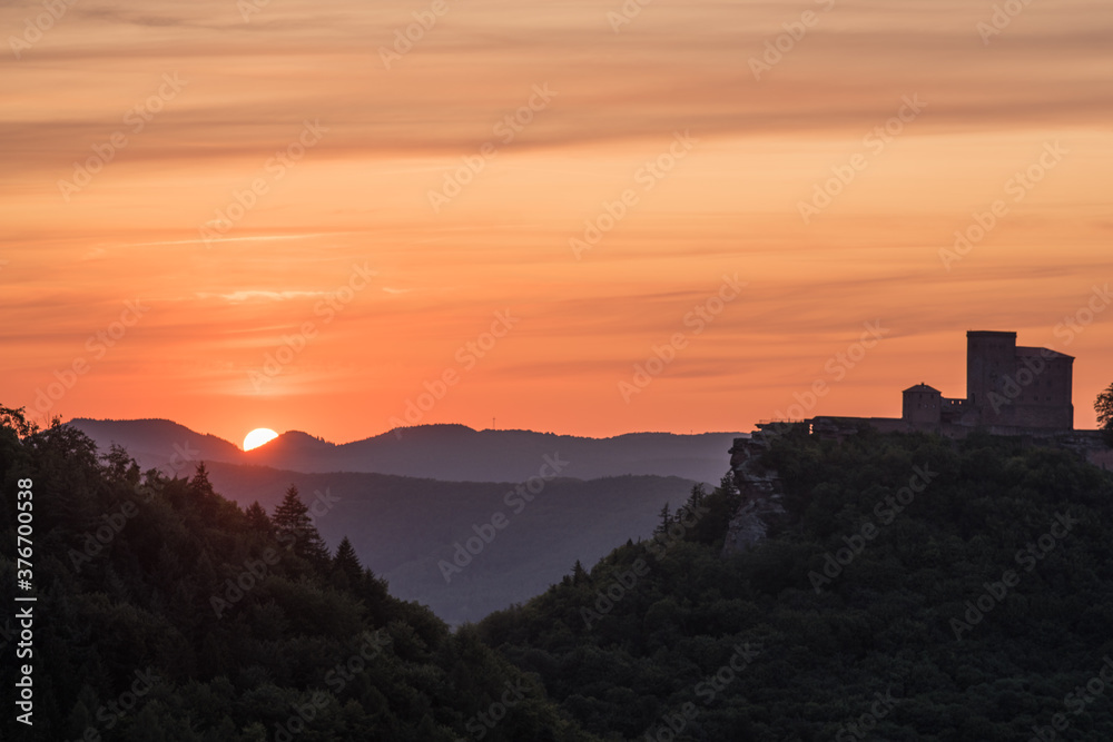 sunset over Trifels Castle