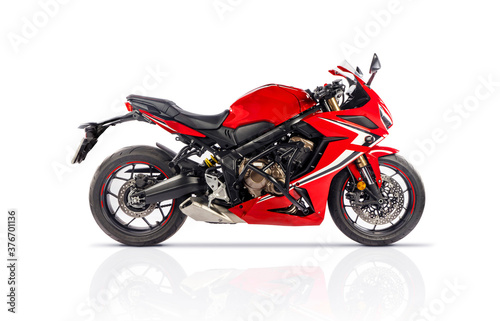 Stampa su tela Red motorcycle isolated on a white background