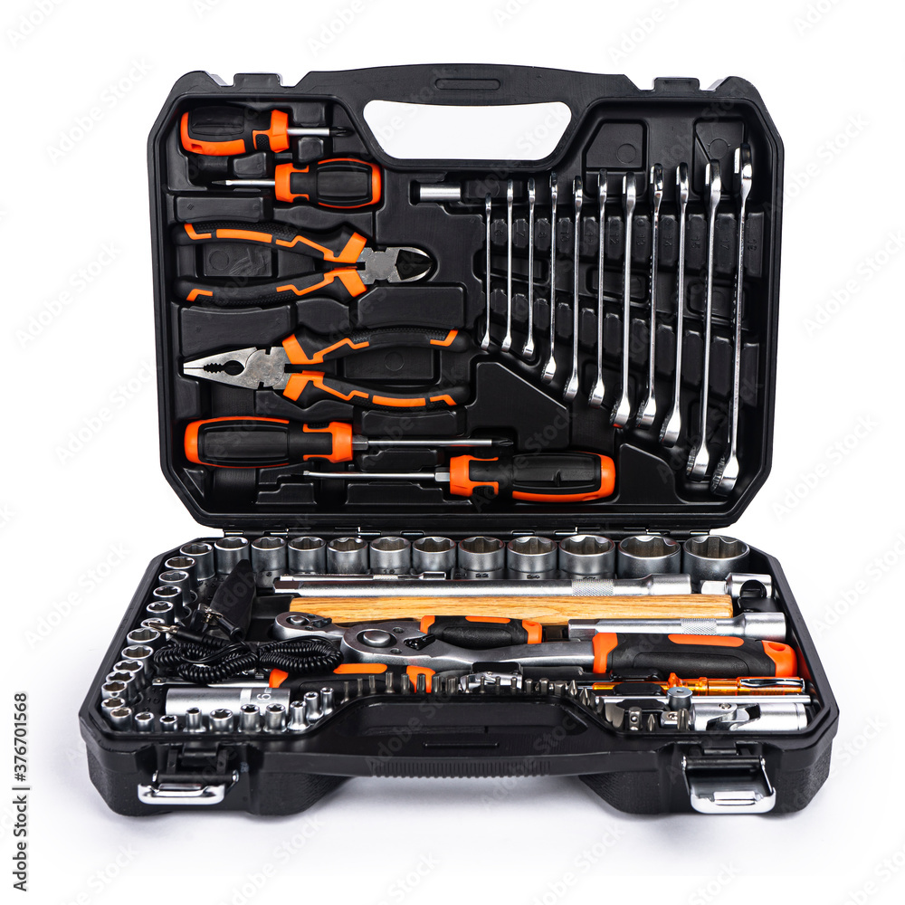 Toolbox tools kit detail close up instruments set of tools car tool kit tool set background. instruments for repair Toolbox tools kit detail close up instruments set of tools car tool kit tool set background. instruments for repair